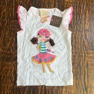 NWT Lemon Loves Lime Pirate Girl Appliqué Tee Size 3